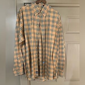 Burberry Beige and Black Checkered Men's Shirt